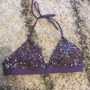 Purple sequin swimsuit top sz. Med